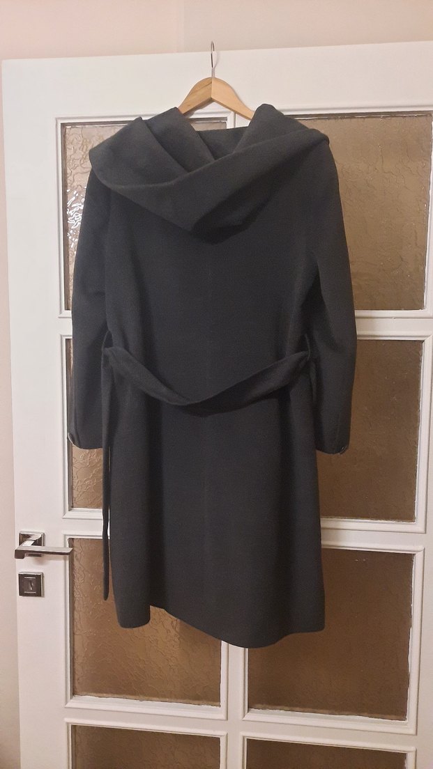 Füme renk,kapişonlu, kemerli, kaban - Görsel 5