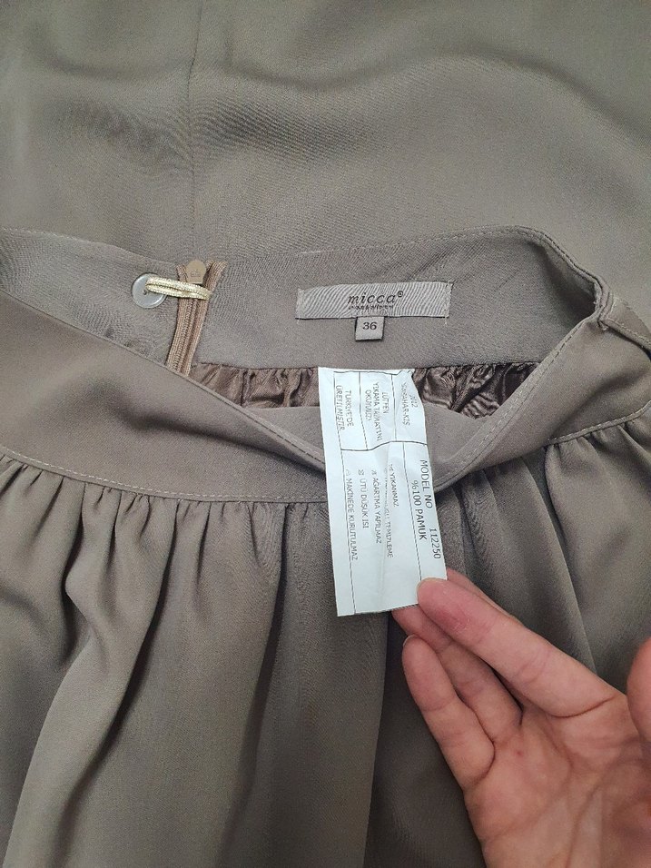 Bej Drapeli Uzun Kadın Etek - Görsel 5