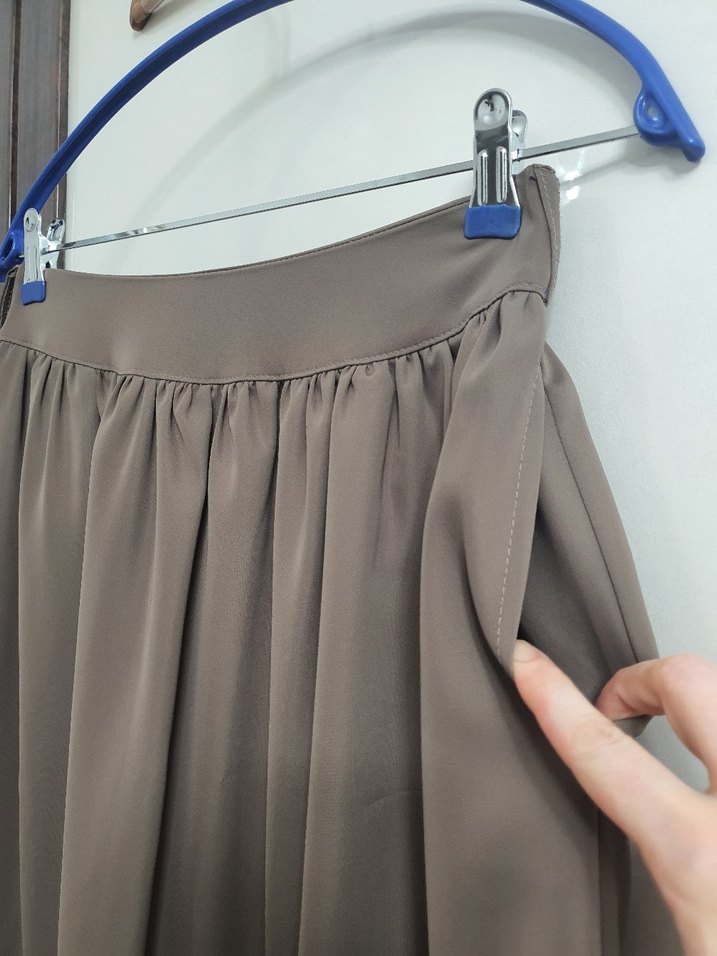 Bej Drapeli Uzun Kadın Etek - Görsel 2