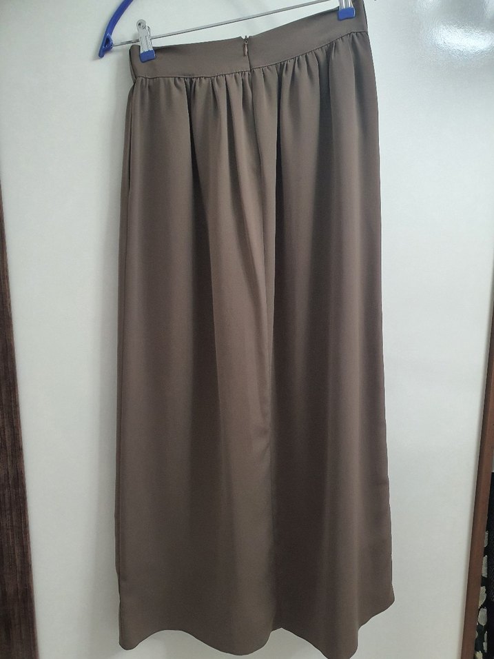 Bej Drapeli Uzun Kadın Etek - Görsel 3