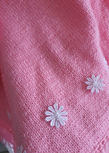 Pembe Nakışlı Örgü Kız Panço - Görsel 5