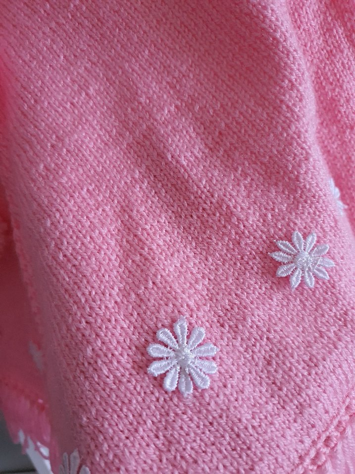 Pembe Nakışlı Örgü Kız Panço - Görsel 5