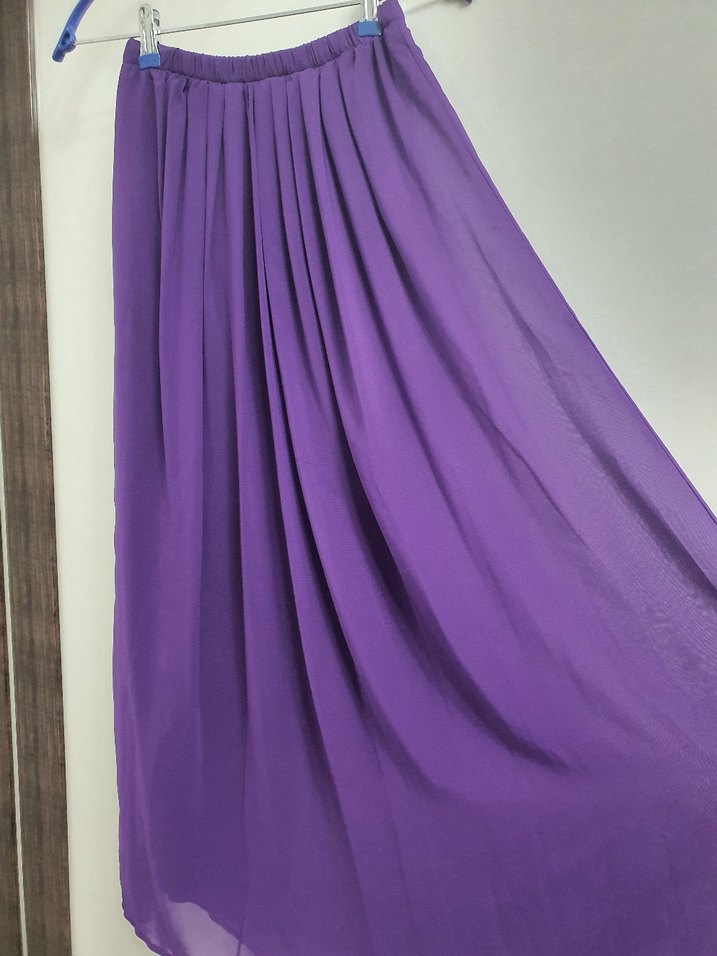 Mor Uzun Salaş Şifon Etek - Görsel 2
