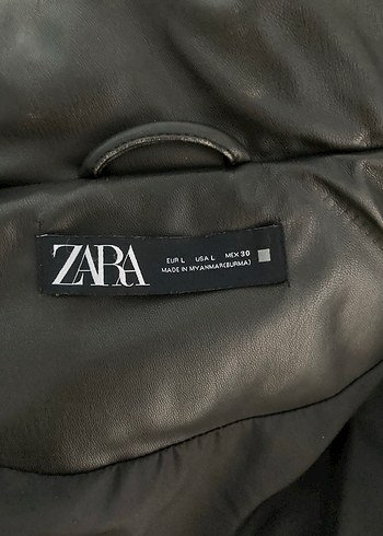 l Beden siyah Renk Zara Deri Mini Kadın Mont