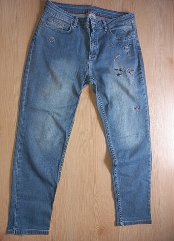 Defacto kadın kuş nakışlı kot pantolon jean