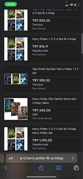 Beden Renk harry potter ilk 1. 2. ve 3. kitap set türkçe
