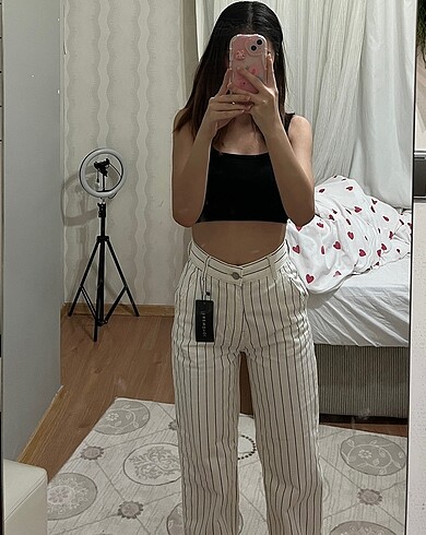Trendyol & Milla çizgili yüksel bel wide leg jeans trendyolmilla