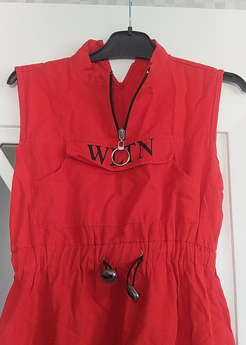 Koton Kemerli Kırmızı Uzun Halter Yaka Elbise