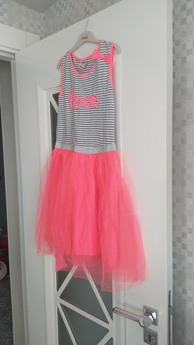 Pembe Kolsuz Kız Çocuk Elbise - Görsel 4