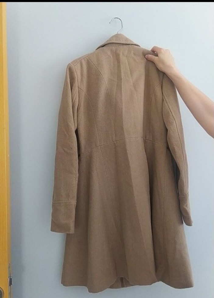 Düğmeli Camel Kaban - Görsel 3