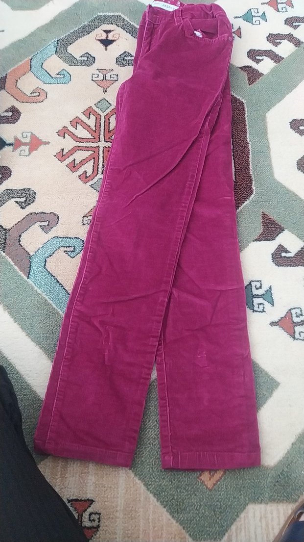 Bordo kadife Kız Pantolonu - Görsel 3