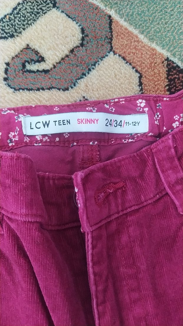 Bordo kadife Kız Pantolonu - Görsel 2