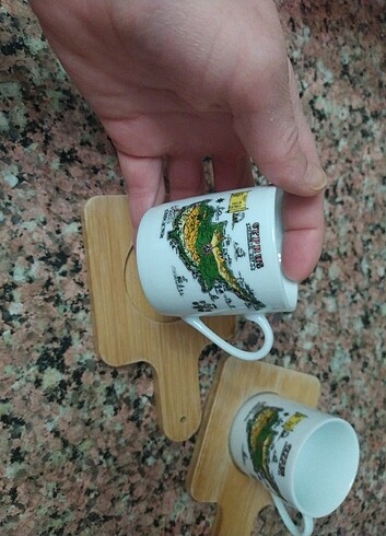 Beden beyaz Renk Bambu tabaklı fincan takımı