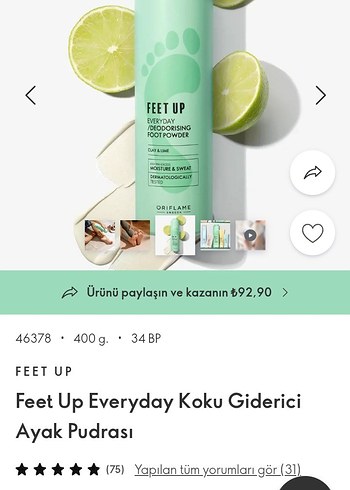 Feet Up Everyday Koku Giderici Ayak Pudrası 400g