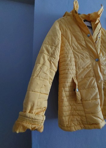 Sarı Düğmeli Kadın Kışlık Mont - Görsel 5