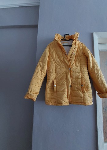 Sarı Düğmeli Kadın Kışlık Mont - Görsel 4