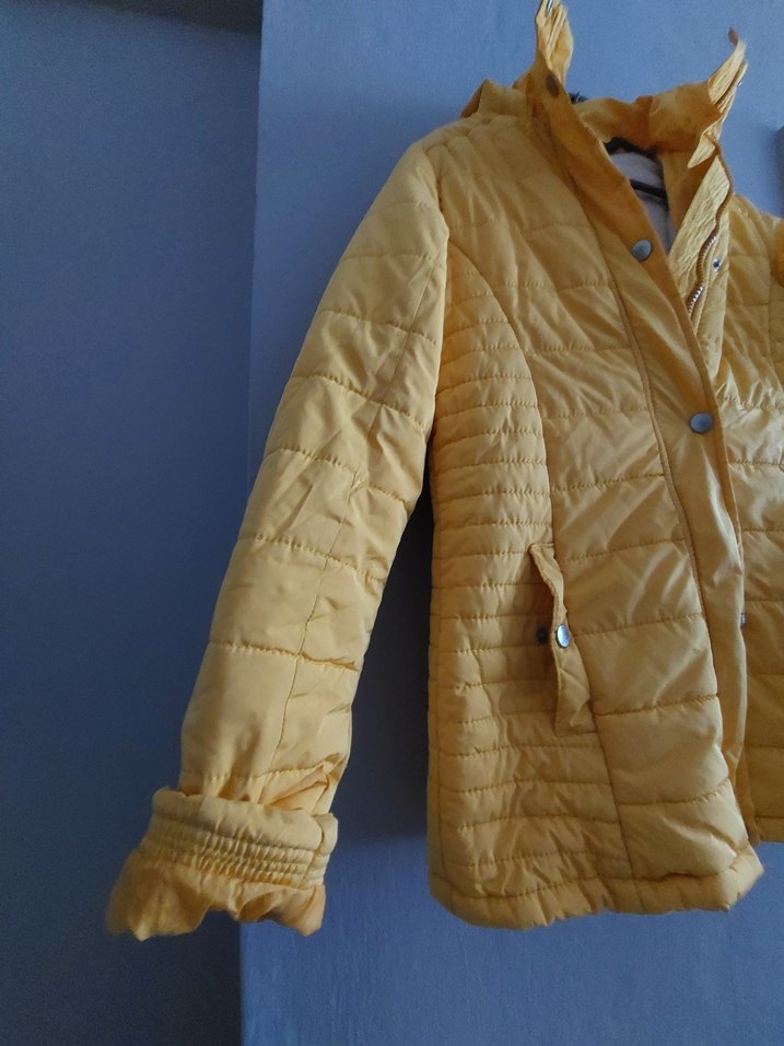 Sarı Düğmeli Kadın Kışlık Mont - Görsel 5