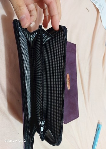 Mor Süet Fermuarlı Kadın Portföy Cüzdan - Görsel 3