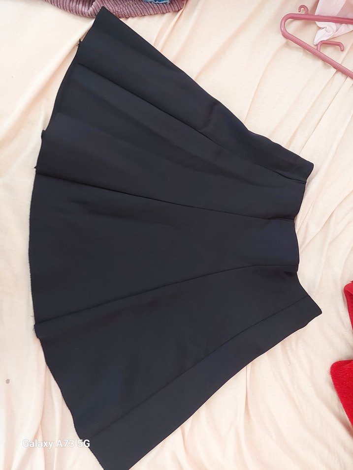 Drapeli Siyah Uzun Kadın Etek - Görsel 2