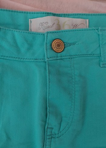 Düğmeli Turkuaz Mini Etek - Görsel 3