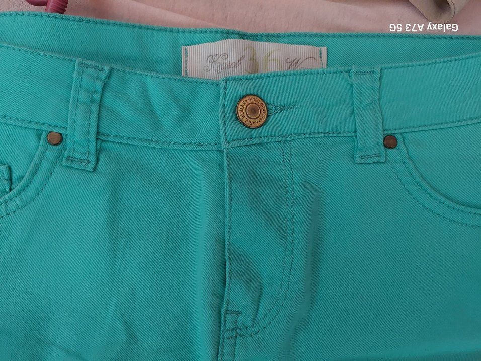 Düğmeli Turkuaz Mini Etek - Görsel 3