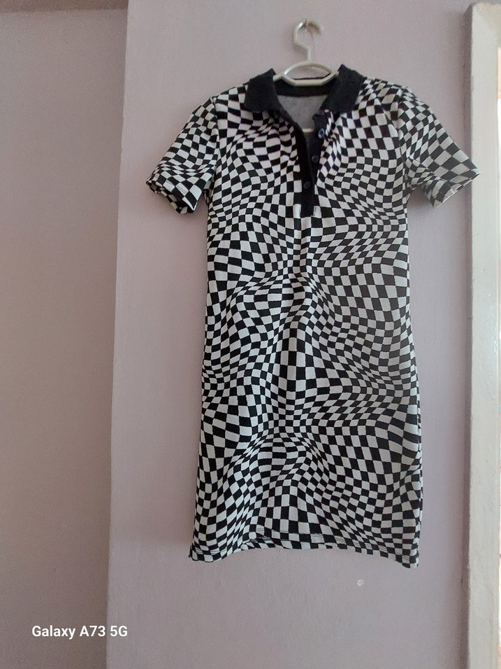 Ekose Desenli Midi Elbise - Görsel 2