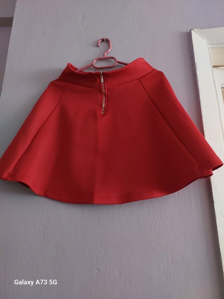 Kırmızı Kadın Mini Etek - Görsel 3