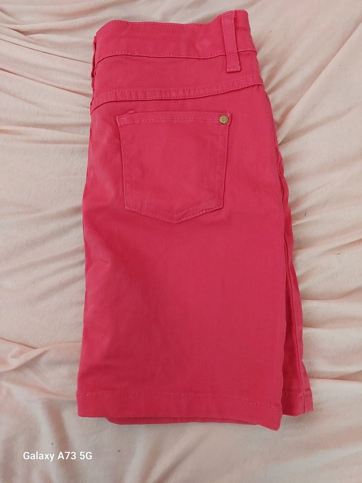 Düğmeli Pembe Midi Mini Etek - Görsel 2