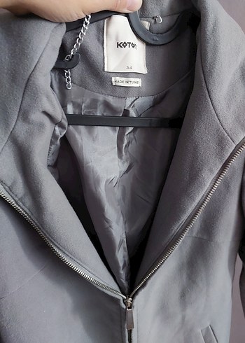 Gri Fermuarlı Uzun Kaban - Görsel 5