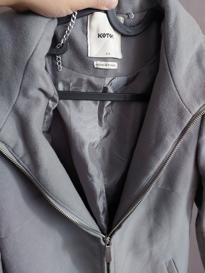 Gri Fermuarlı Uzun Kaban - Görsel 5