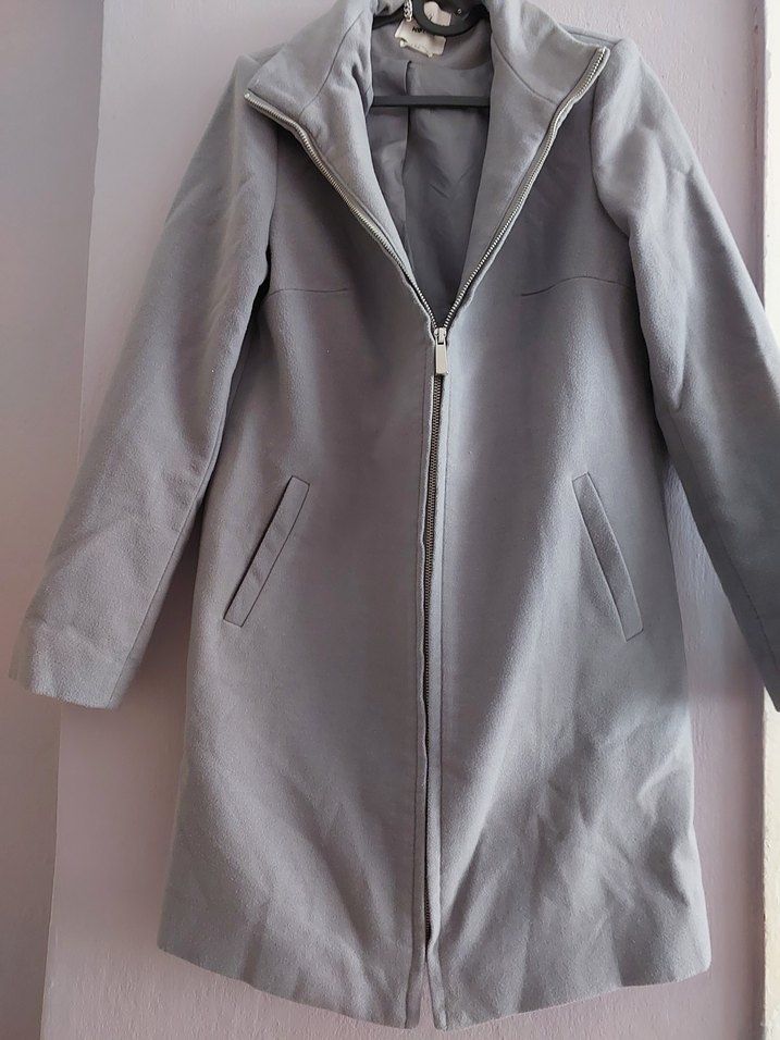 Gri Fermuarlı Uzun Kaban - Görsel 2