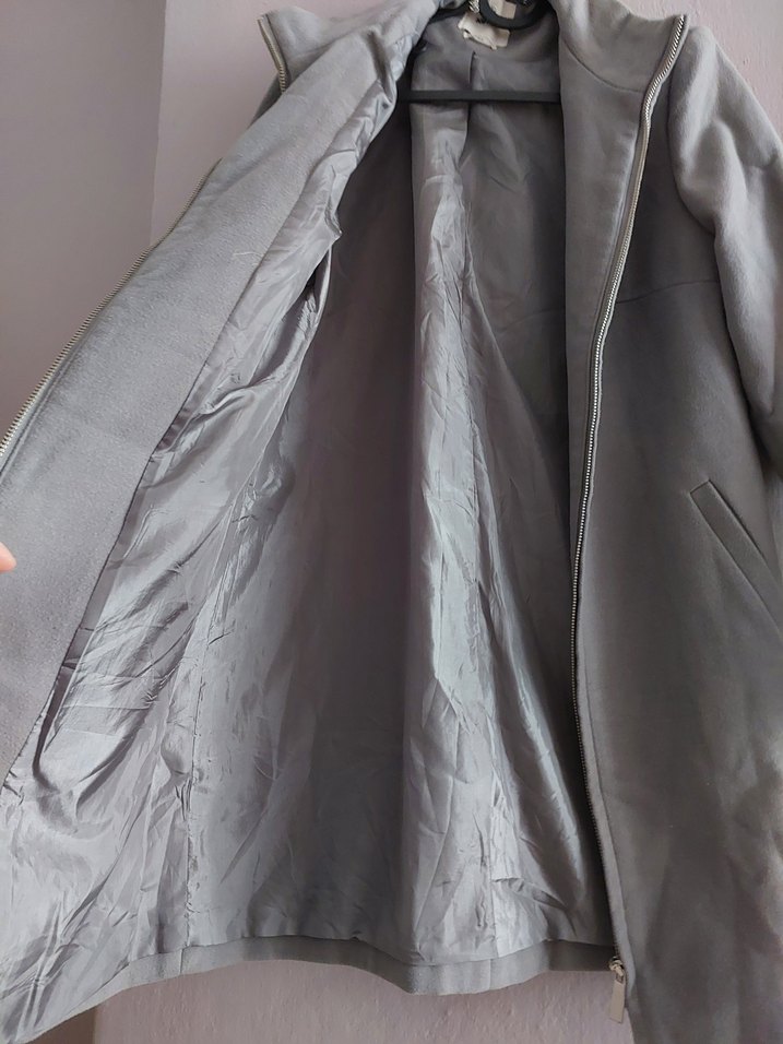 Gri Fermuarlı Uzun Kaban - Görsel 3