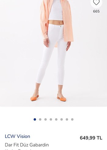 LC Waikiki Beyaz Dar Fit Düz Gabardin Kot