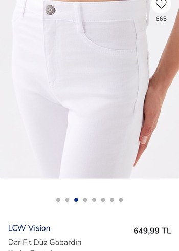 Beyaz Dar Fit Düz Gabardin Kot