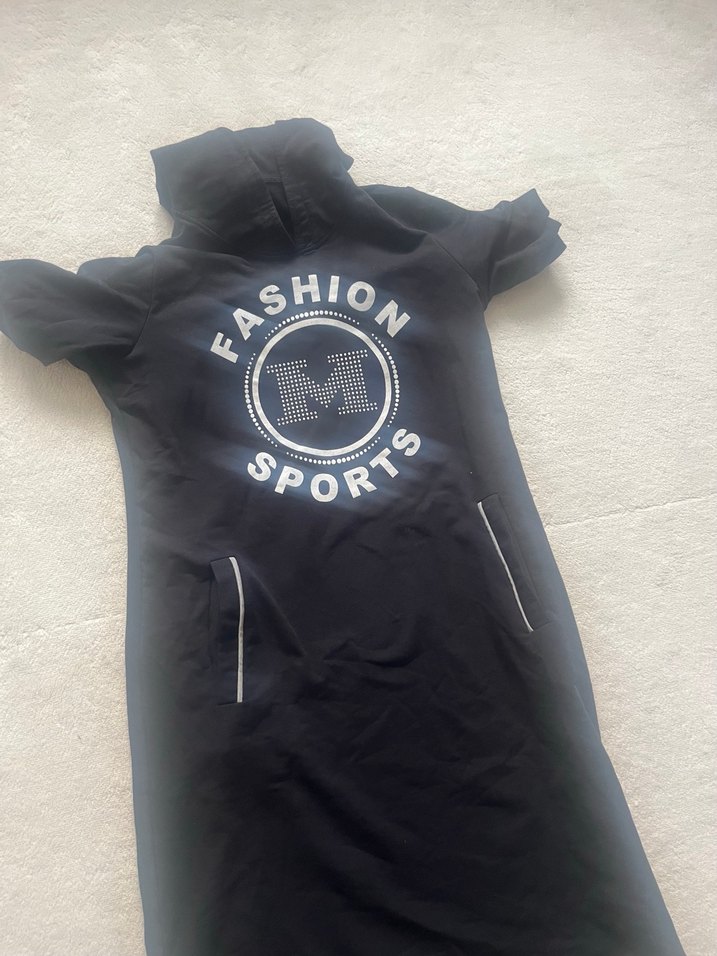 Siyah Baskılı Kısa Kollu Uzun Kadın Elbise - Görsel 2