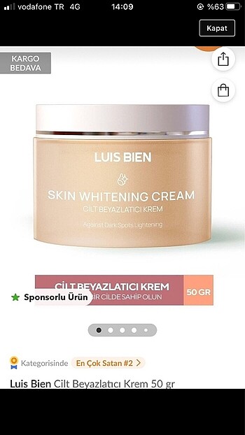 beyazlatıcı krem luis bien