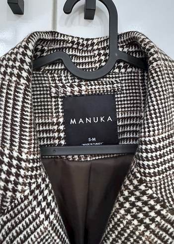 Manuka Düğmeli, Ekoseli Kadın Blazer Ceket - Görsel 4