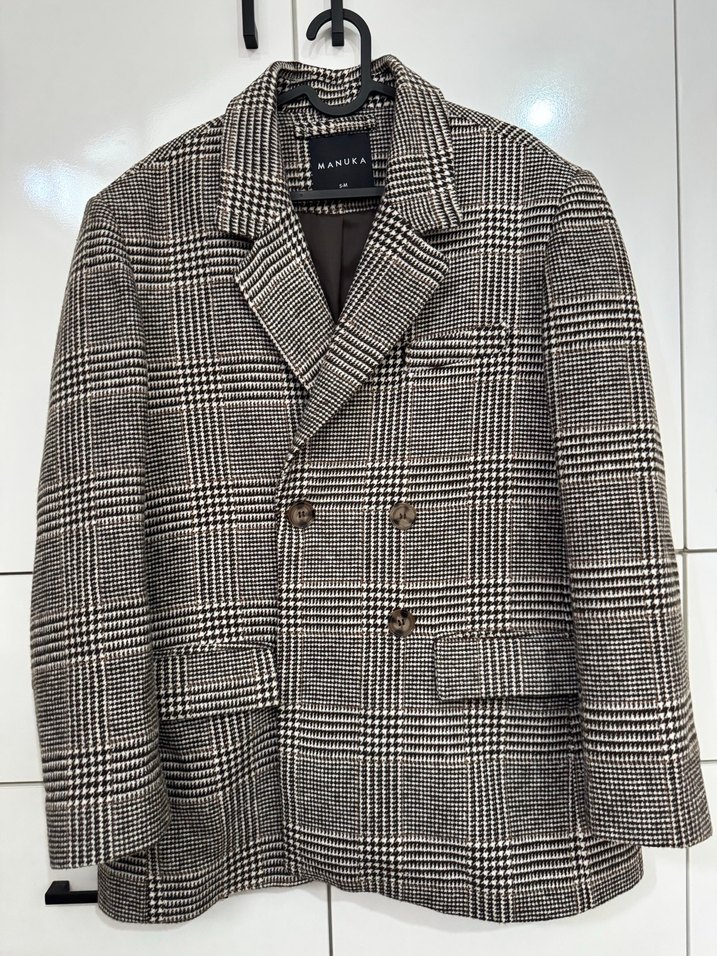 Manuka Düğmeli, Ekoseli Kadın Blazer Ceket - Görsel 2