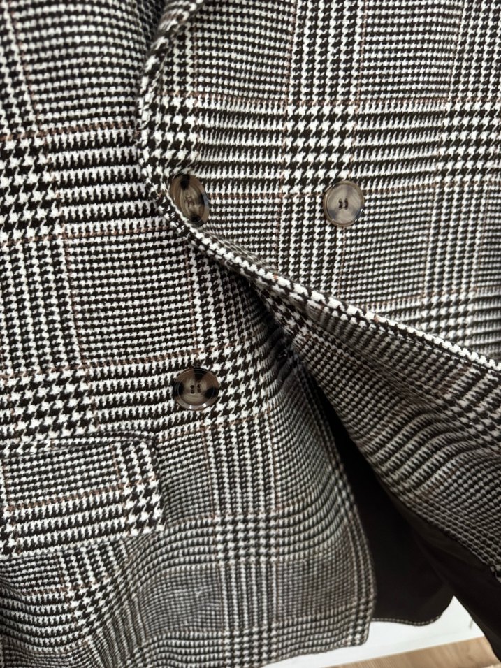 Manuka Düğmeli, Ekoseli Kadın Blazer Ceket - Görsel 3