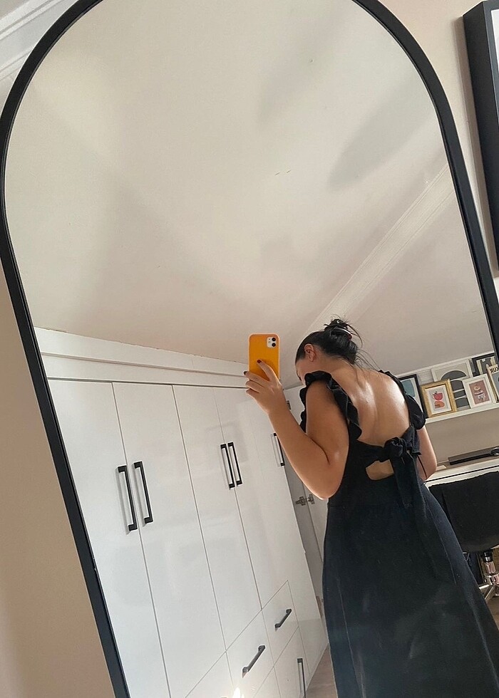 Sırt dekolteli midi elbise - Görsel 5