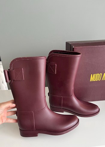 36 Beden Bordo Tokalı Kadın Yağmur Çizmesi