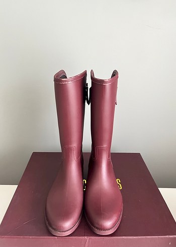 36 Beden bordo Renk Bordo Tokalı Kadın Yağmur Çizmesi