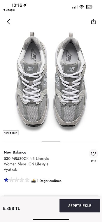 38,5 Beden gri Renk NEW BALANCE 530