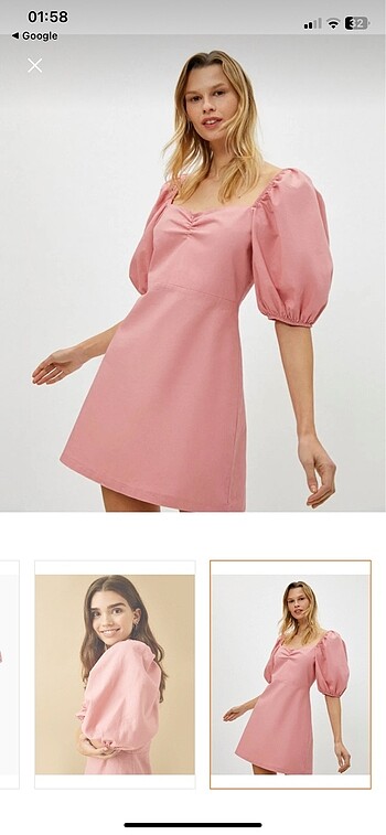 Koton pembe Kısa Kollu Elbise Mini Keten Karışımlı