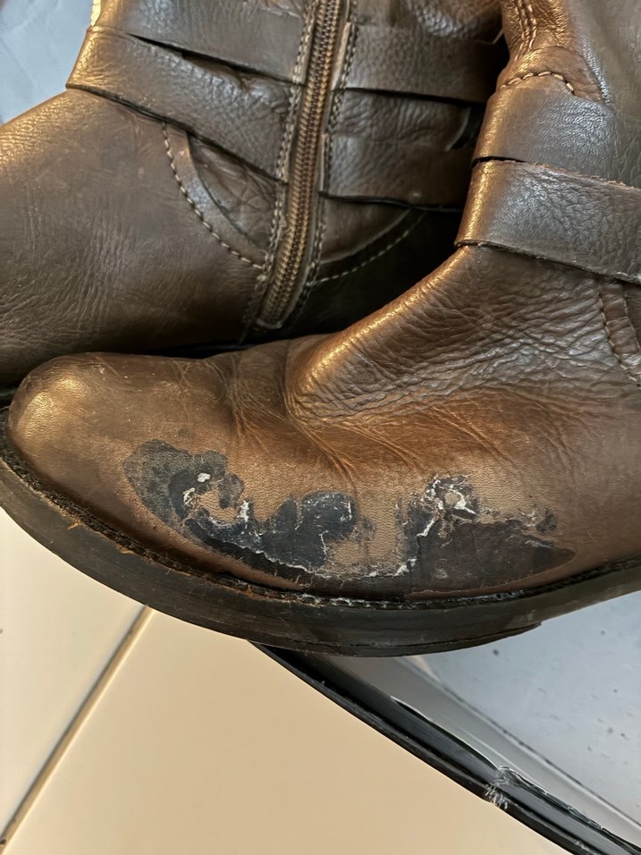 DIVARESE Kahverengi Deri Biker Dizüstü Çizme - Görsel 4