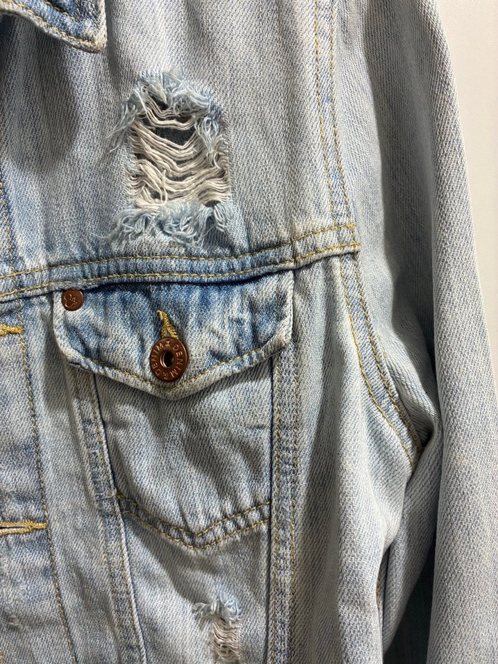 H&M Düğmeli Açık Mavi Kadın Kot Ceket - Görsel 3