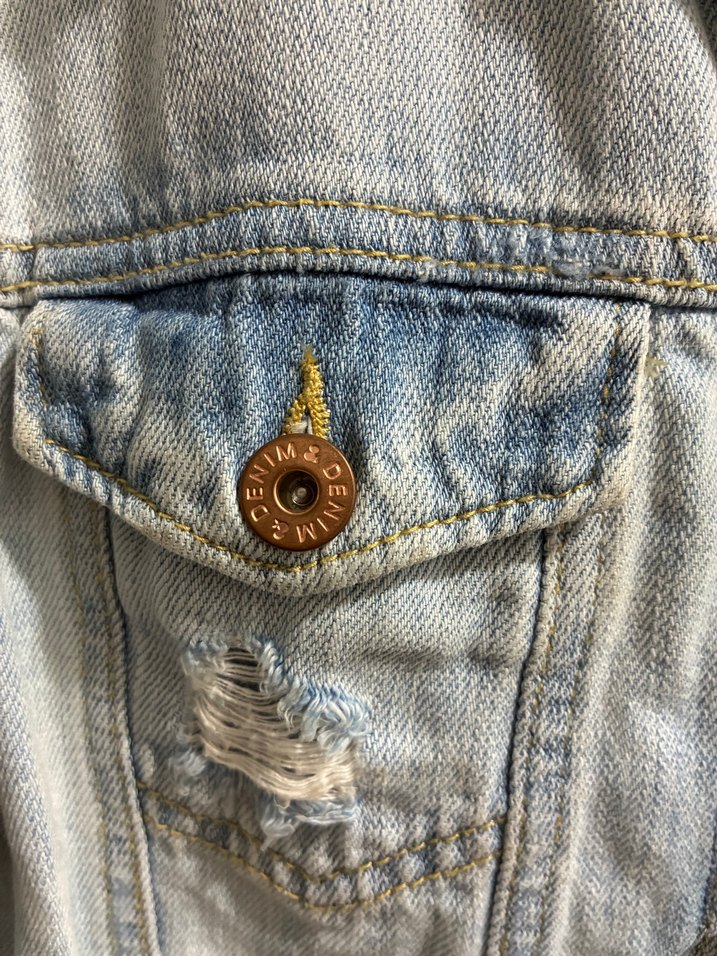 H&M Düğmeli Açık Mavi Kadın Kot Ceket - Görsel 2