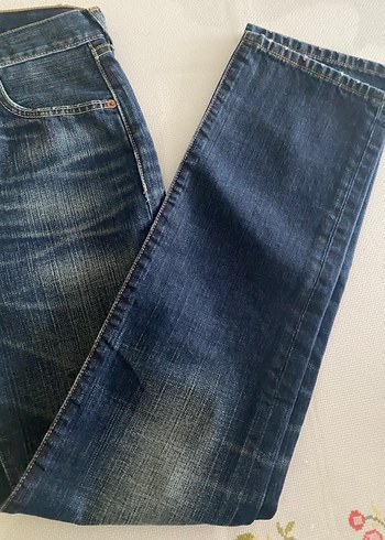 Düğmeli Erkek Denim Pantolon Mavi Renk - Görsel 6