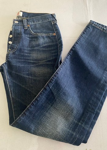 Düğmeli Erkek Denim Pantolon Mavi Renk - Görsel 5