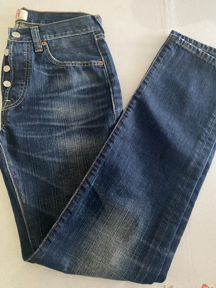 Düğmeli Erkek Denim Pantolon Mavi Renk - Görsel 4